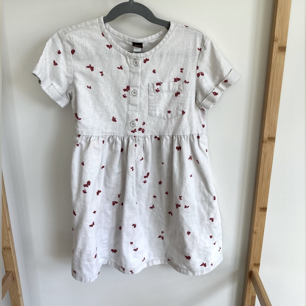 Tea collection 6T girls dress. Red butterflies flying on dress. Great condition!